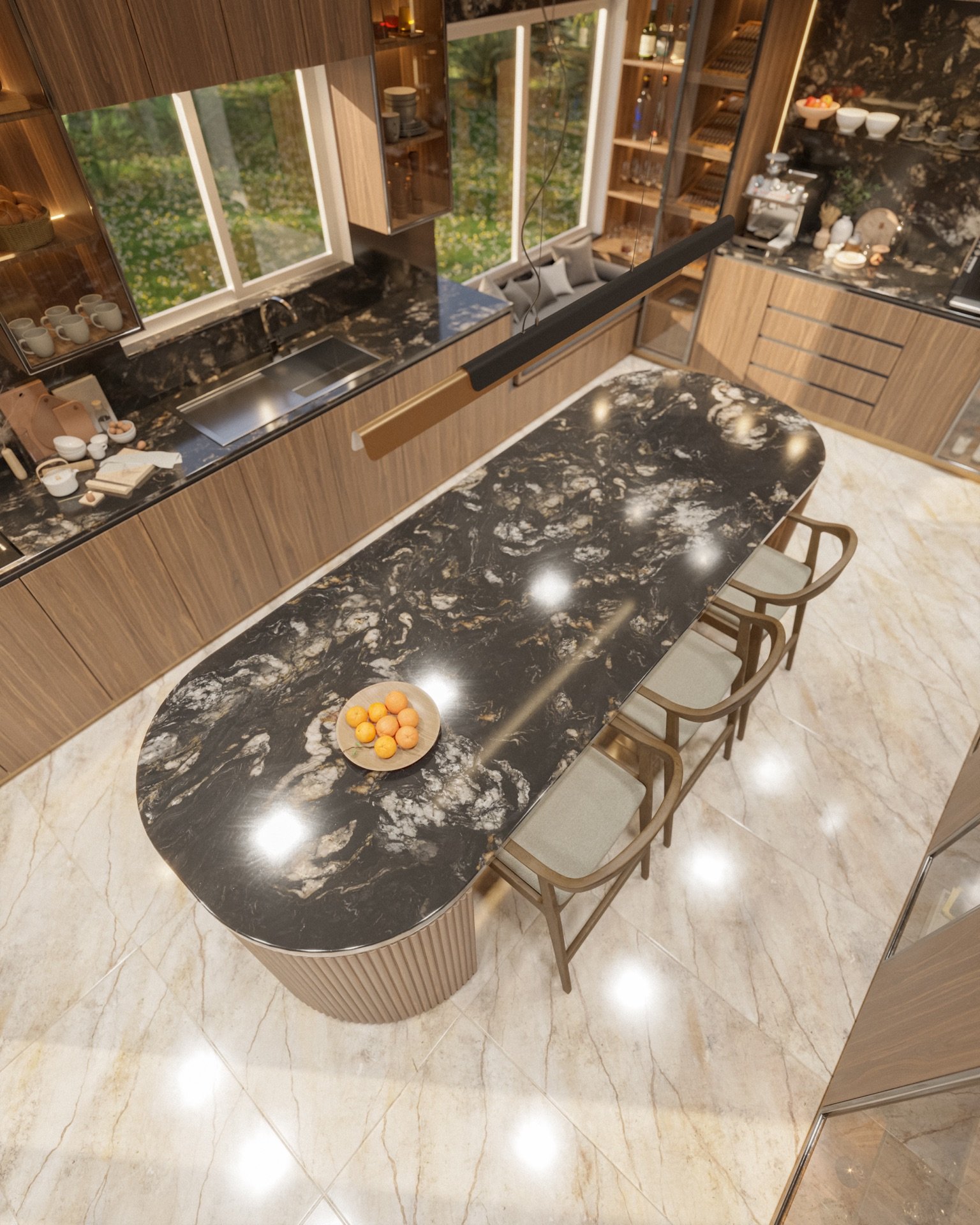 RAL 8001 // CURVED WOOD KITCHEN